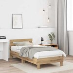 vidaXL Cadre de lit Chêne artisanal 203 x 95 x 70 cm Bois d'ingénierie
