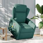 vidaXL Fauteuil inclinable de massage Vert foncé Tissu