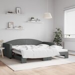 vidaXL Lit de jour avec lit gigogne gris foncé 100x200 cm tissu