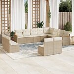 vidaXL Salon de jardin avec coussins 12 Pièces beige résine tressée