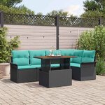vidaXL Ensemble de canapé de jardin avec coussin 6 Pièces Noir et bleu