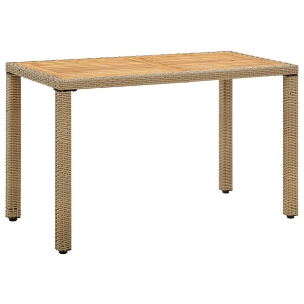 vidaXL Table de jardin Beige 123x60x74 cm Résine tressée bois massif