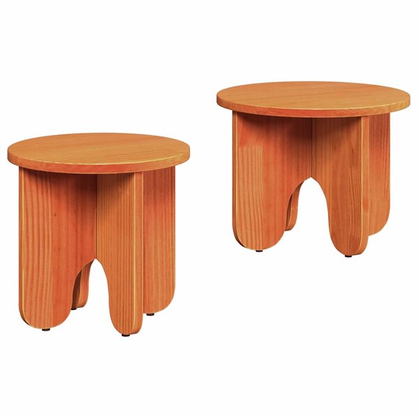 vidaXL Table basse 2 Pièces Brun cire Bois de pin massif