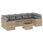 vidaXL Salon de jardin avec coussins 8 Pièces beige résine tressée