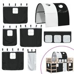 vidaXL Lit mezzanine enfants et tunnel blanc/noir 90x200 cm pin massif
