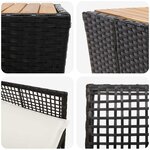 vidaXL Ensemble bistro de jardin 3 Pièces Noir Poly rotin