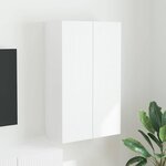 vidaXL Meuble TV mural Blanc 59 5 x 31 x 100 cm Bois d'ingénierie