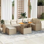 vidaXL Salon de jardin avec coussins 8 Pièces beige résine tressée