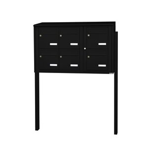 Bloc collectif Leabox  3x2  grade 3  simple face  Extérieur  sur pieds à sceller  Noir 9005 finition brillante