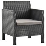 vidaXL Chaise de jardin avec coussin Anthracite 63x65x76 cm PP Rotin
