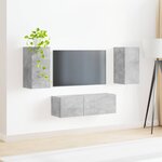 vidaXL Ensemble de meuble TV mural 4 Pièces Gris béton Bois d'ingénierie