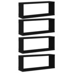 vidaXL Étagères murales avec étagère 4 Pièces Chêne noir 60 x 15 x 23 cm