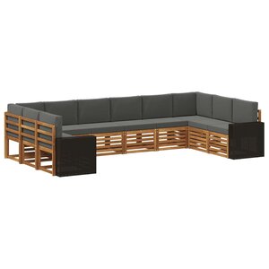 vidaXL Ensemble de canapés d'extérieur 10 Pièces Naturel et Anthracite