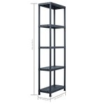 vidaXL Étagères de rangement 2 Pièces Noir 125 kg 60x30x180 cm Plastique