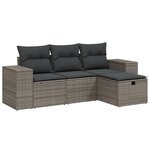 vidaXL Salon de jardin 4 Pièces avec coussins gris résine tressée