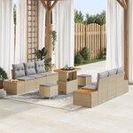 vidaXL Ensemble de Canapé de Jardin de 9 Pièces avec Coussins Beige Rattan Acacia