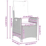 vidaXL Ensemble de salle à manger de jardin de 3 pièces avec coussins Gris clair Rattan poly