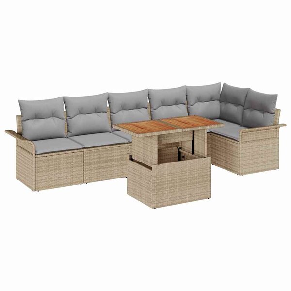 vidaXL Ensemble de canapé de jardin 7 Pièces Beige et Gris clair