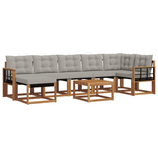 vidaXL Ensemble de canapés d'extérieur 8 pc Gris Naturel et Clair