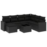 vidaXL Salon de jardin 8 Pièces avec coussins noir résine tressée