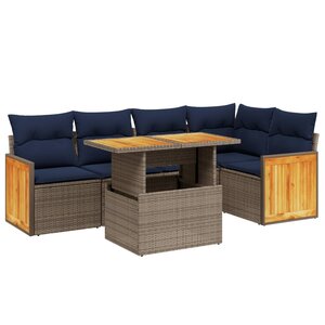 vidaXL Salon de jardin avec coussins 6 Pièces beige résine tressée