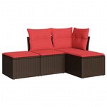 vidaXL Salon de jardin 4 Pièces avec coussins marron résine tressée