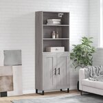 vidaXL Buffet haut Sonoma gris 69 5x34x180 cm Bois d'ingénierie