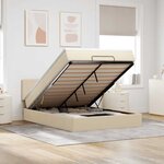 vidaXL Lit ottoman avec matelas et LED crème 140x190 cm tissu