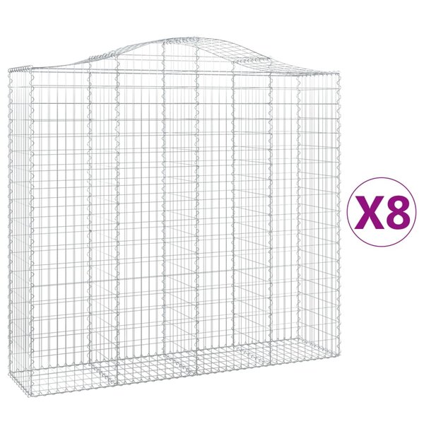 vidaXL Paniers à gabions arqués 8 Pièces 200x50x180/200 cm Fer galvanisé