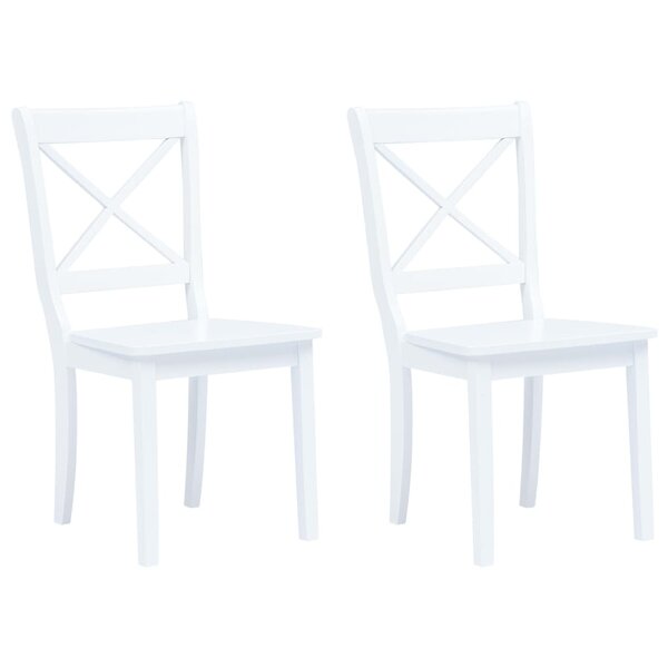 vidaXL Chaises à manger lot de 2 blanc bois hévéa massif