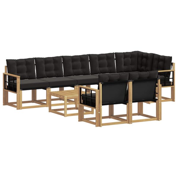 vidaXL Ensemble de canapés d'extérieur 9 Pièces Blanc et noir