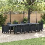 Table de jardin anthracite vidaXL 350x100x73 cm en poly rotin