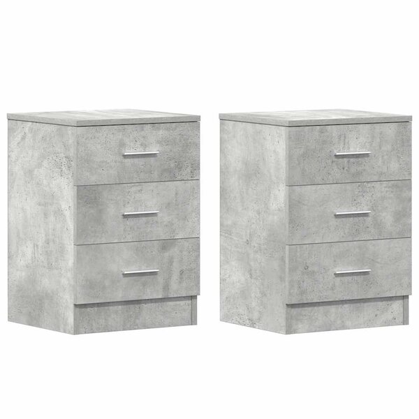 vidaXL Tables de chevet 2 Pièces Gris béton 38x35x56 cm Bois d'ingénierie