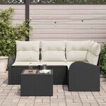 vidaXL Ensemble de canapé de jardin 5 Pièces Noir polyrotin