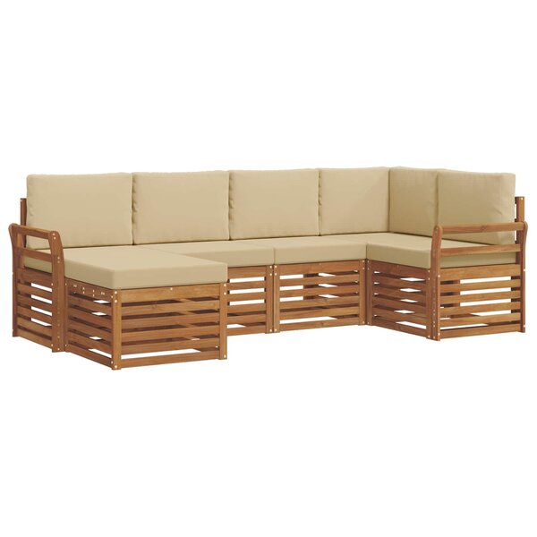 vidaXL Ensemble de canapé d'angle avec coussin 6 Pièces Naturel et Beige