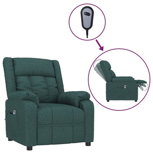 vidaXL Fauteuil inclinable électrique Vert foncé Tissu