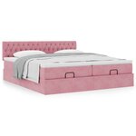 vidaXL Cadre de lit ottoman avec matelas rose 160x200 cm velours