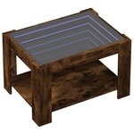 vidaXL Table basse avec LED chêne fumé 73x53x45 cm bois d'ingénierie
