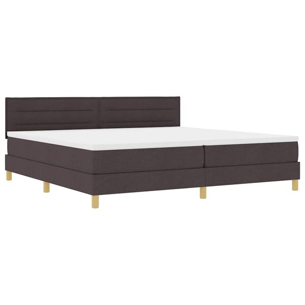 vidaXL Lit à ressort LED Marron foncé 200 x 200 cm tissu