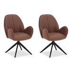 Lot 2 chaises oeuf modernes cuir bouclé marron