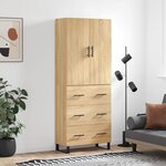 vidaXL Buffet haut Chêne sonoma 69 5x34x180 cm Bois d'ingénierie