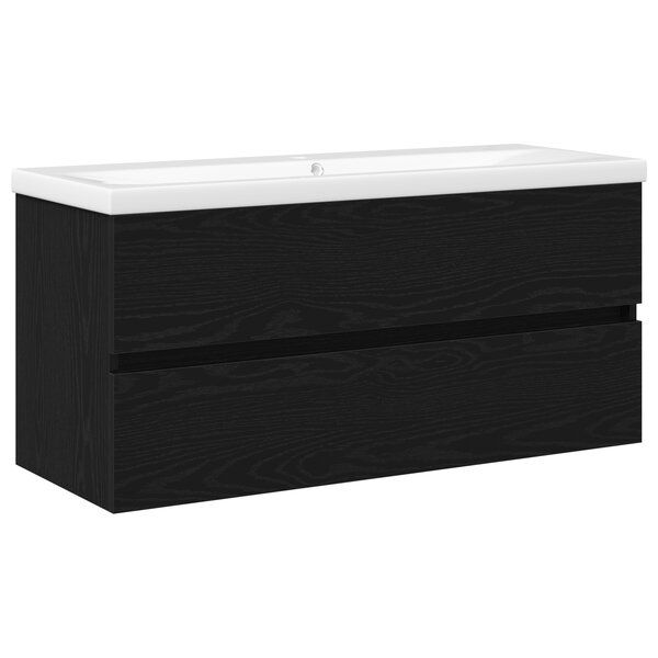 vidaXL Cabinet de lavabo avec évier intégré Chêne noir Bois d'ingénierie