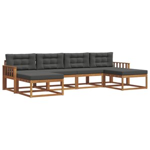 vidaXL Ensemble de canapés d'extérieur 6 pc Naturel et Anthracite