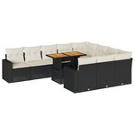 vidaXL Salon de jardin 11 Pièces avec coussins noir résine tressée