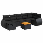 vidaXL Salon de jardin 8 Pièces avec coussins noir résine tressée