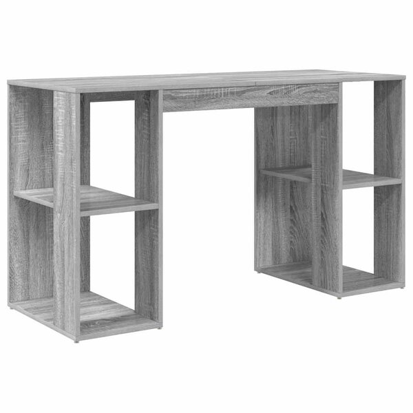 vidaXL Bureau avec Rangement Gris Sonoma 130 x 50 5 x 75 cm