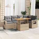vidaXL Salon de jardin avec coussins 6 Pièces beige résine tressée