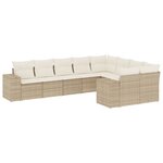 vidaXL Salon de jardin avec coussins 9 Pièces beige résine tressée