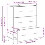 vidaXL Buffet avec tiroir Chêne artisanal 69 5 x 34 x 90 cm