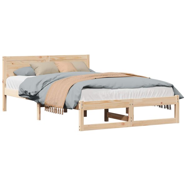 vidaXL Cadre de lit avec tête de lit Naturel 120 x 200 cm Pin massif